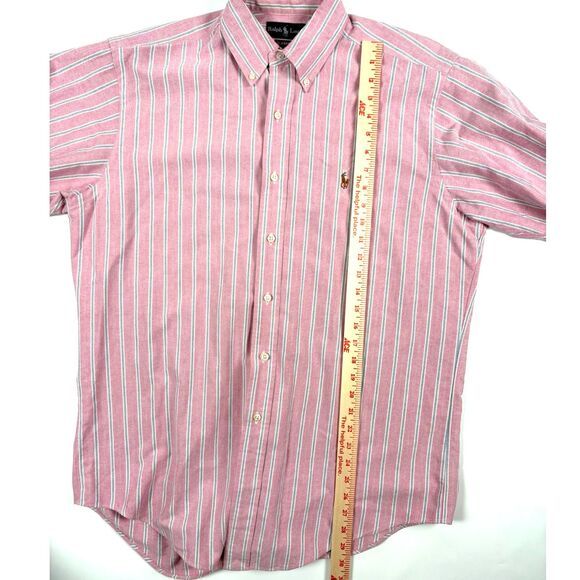 Vintage Ralph Lauren Men’s Classic Fit Button Up Shirt | Pink Blue Stripe Size M - Picture 8 of 9